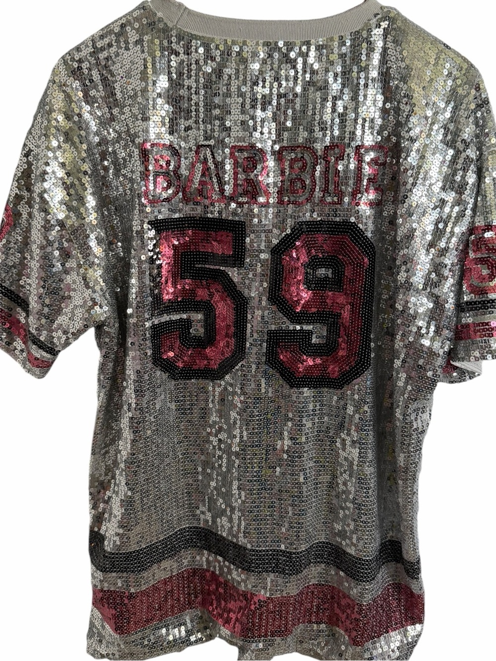 Barbie Sequin Short-Sleeve Tee - Silver with Pink Logo - Picture 3 of 8